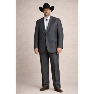 Mens Vintage Western Style Charcoal Pinstripe Suit 46R By Circle S - 2-Piece Jac